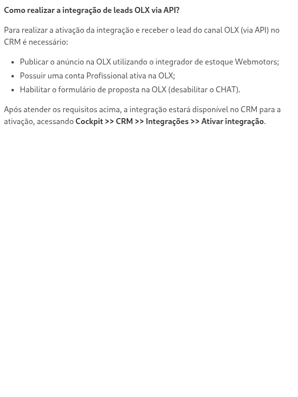 Integração de leads via API OLX