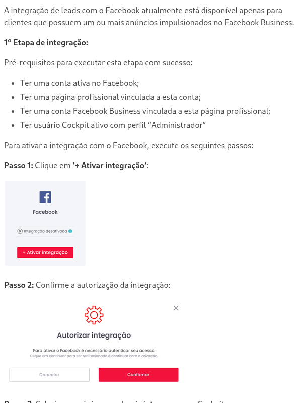 Integração de leads Facebook