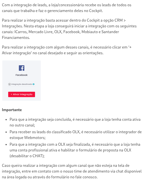 Integração de leads com outros classificados