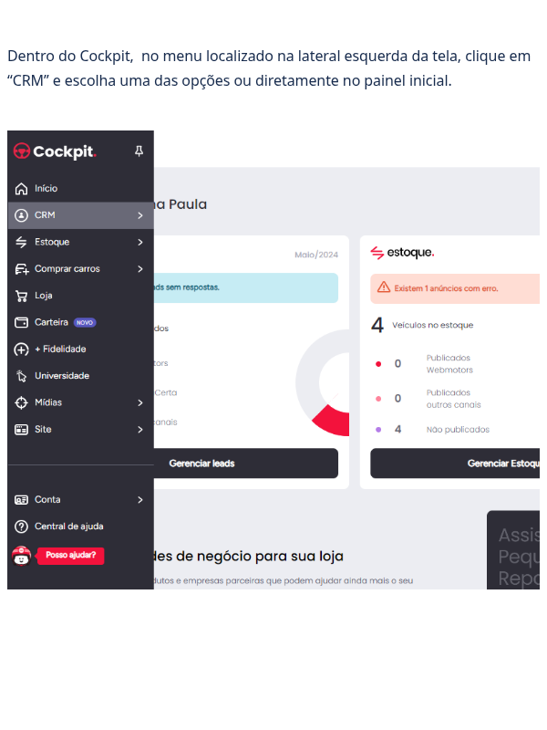 Como acessar o CRM do Cockpit?