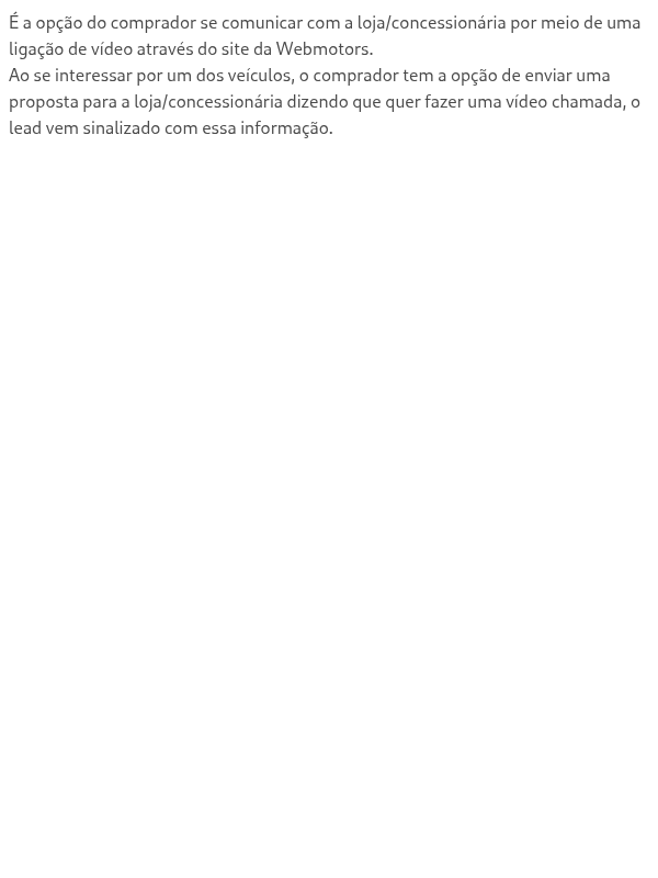 O que é a videochamada da Webmotors?