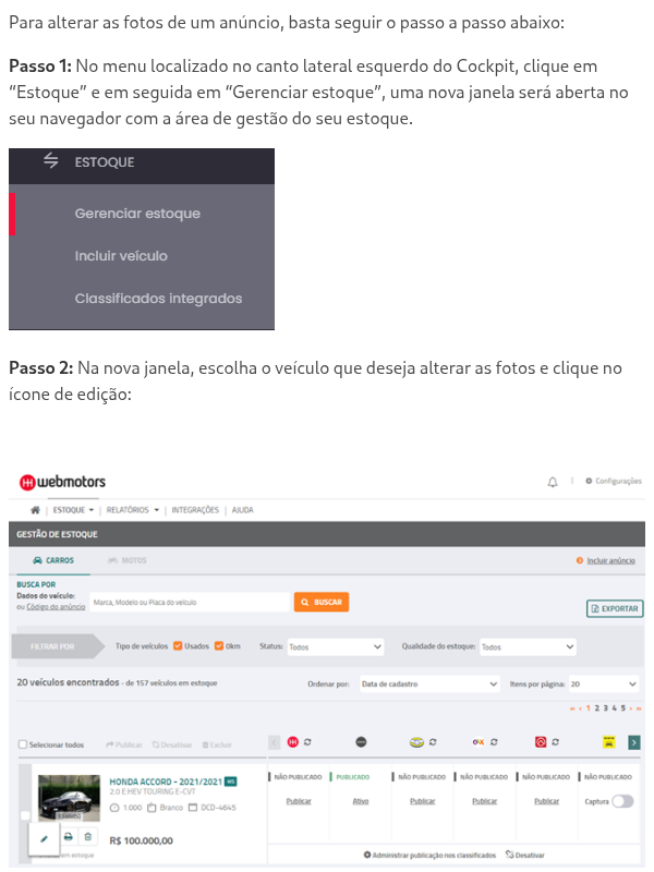 Como alterar fotos do anúncio?