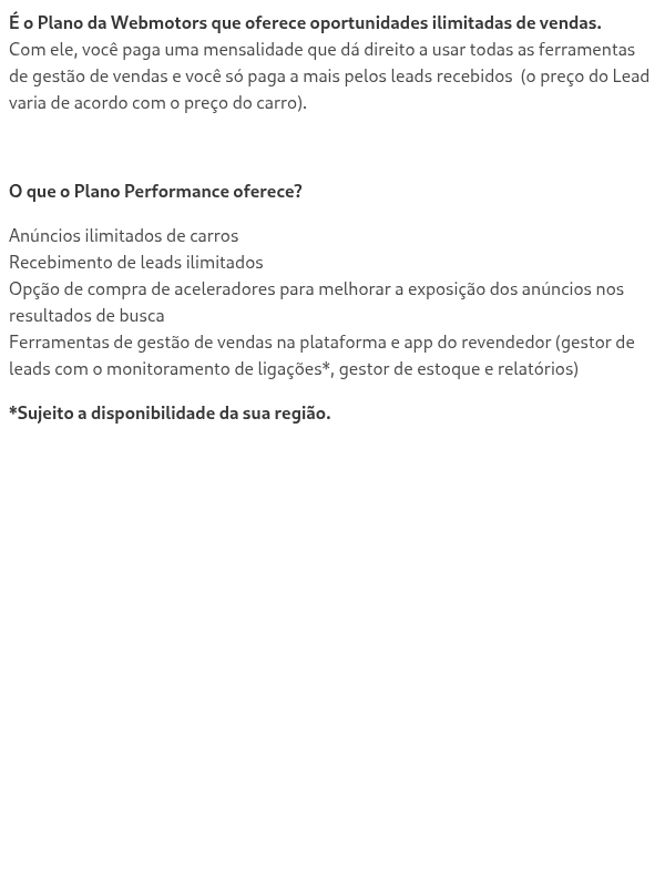 O que é e o que oferece o Plano Performance?