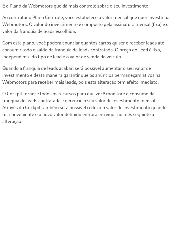 O que é o Plano Controle?
