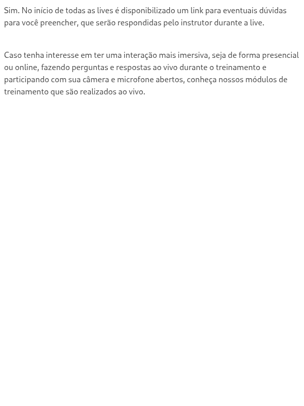 É possível interagir com o instrutor durante a live?