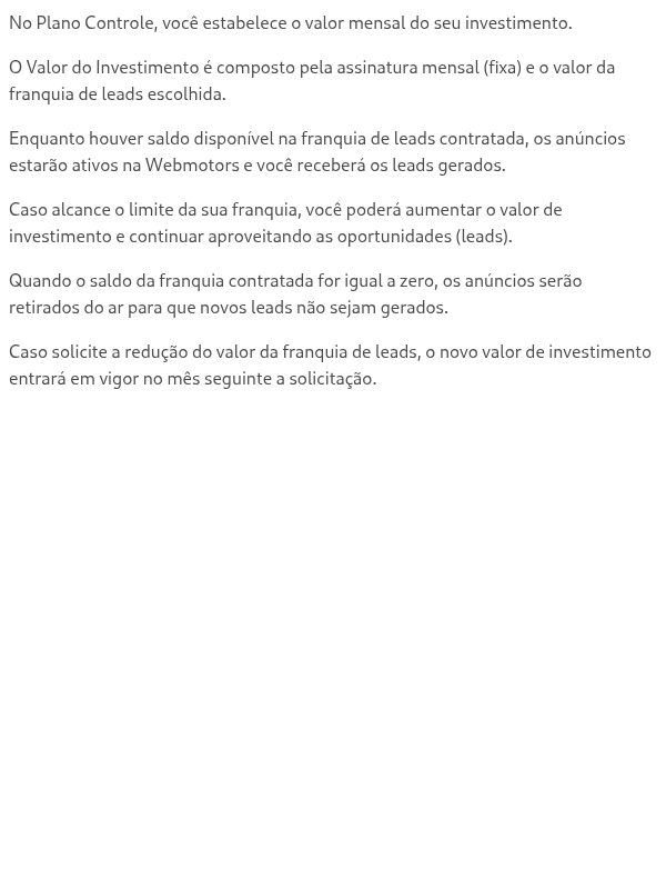 Como funciona o faturamento do Plano Controle?