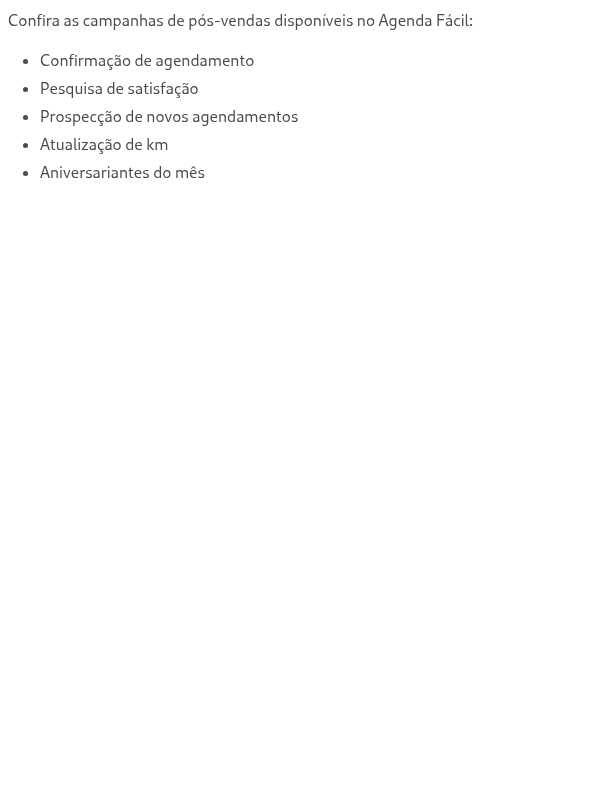 Quais campanhas de pós vendas posso fazer com o AgendaFácil?