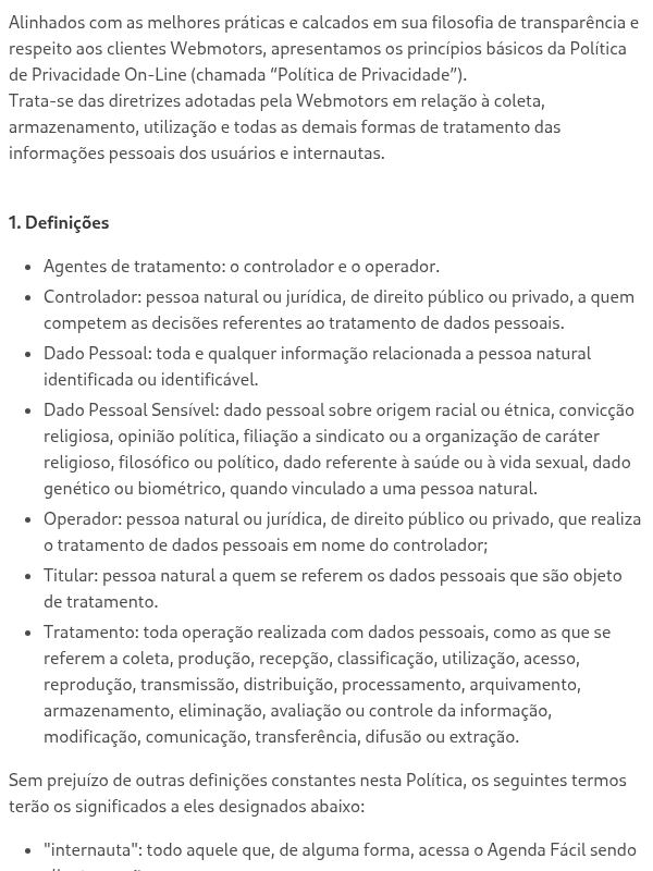 Política de Privacidade AgendaFácil