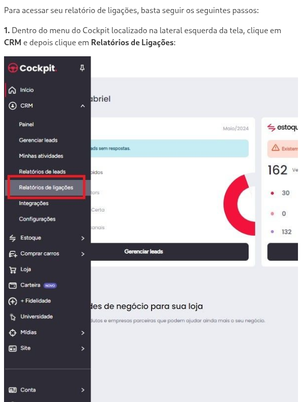 Como acessar os relatórios de ligações?