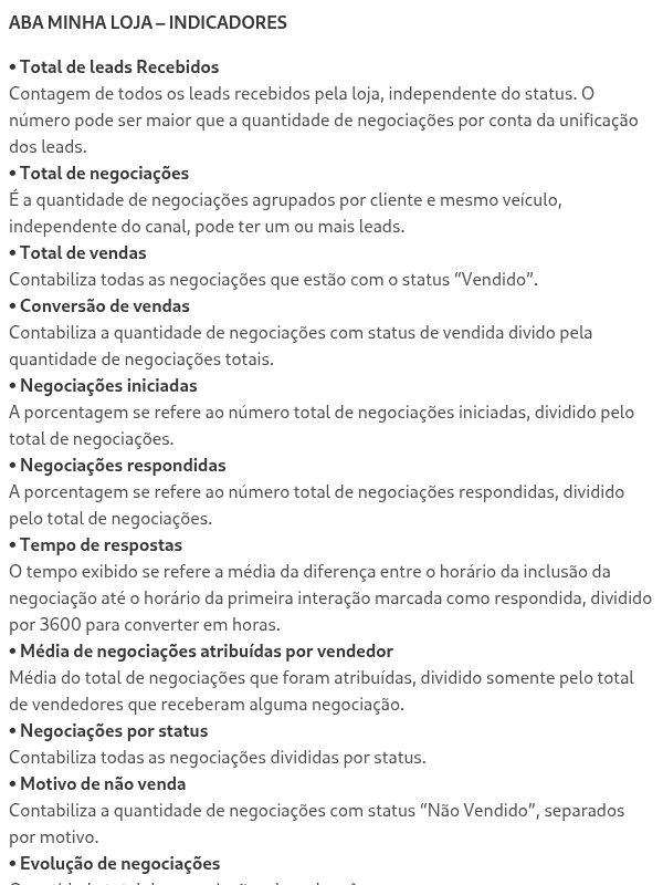 Glossário de Indicadores dos relatórios