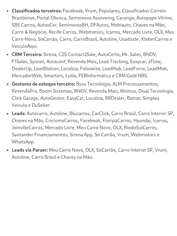 Quais os canais homologados com a Webmotors?