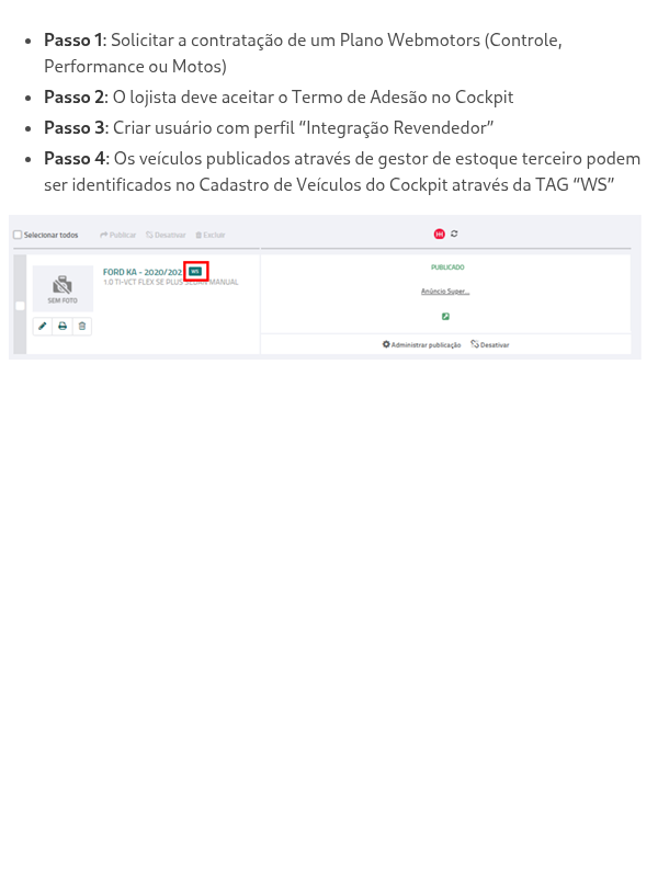 Como publicar anúncios na Webmotors via Gestor de Estoque Terceiro?