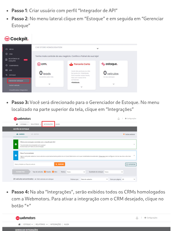 Como encaminhar leads da Webmotors para um CRM terceiro?