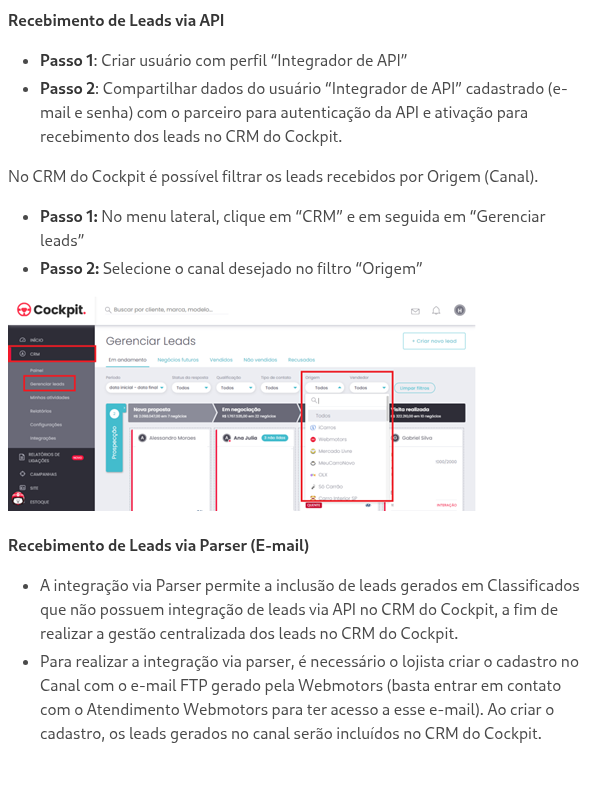 Como receber leads de outros Portais no Cockpit?