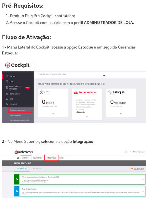 Como ativar integração com CRM Gold no Cockpit