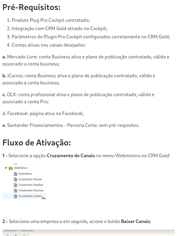 Como ativar a integração com Outros Portais via Plugin Pro Cockpit no CRM Gold?