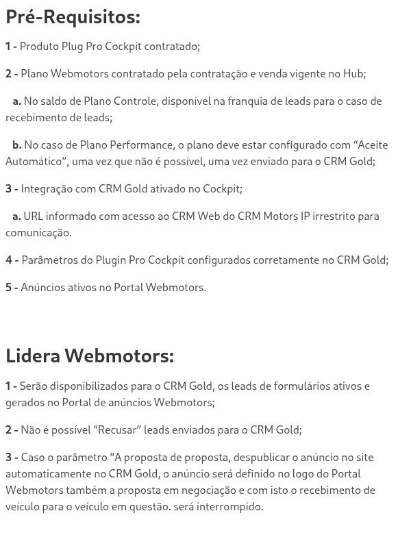 Como receber leads da Webmotors via Plugin Pro Cockpit no CRM Gold?