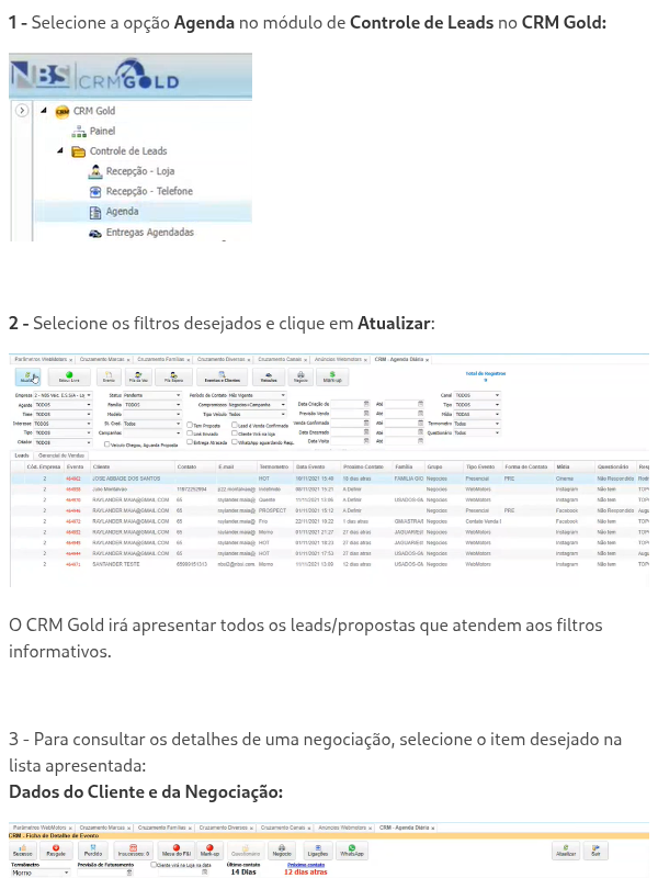 Como consultar os leads recebidos e propostas em negociação no CRM Gold?