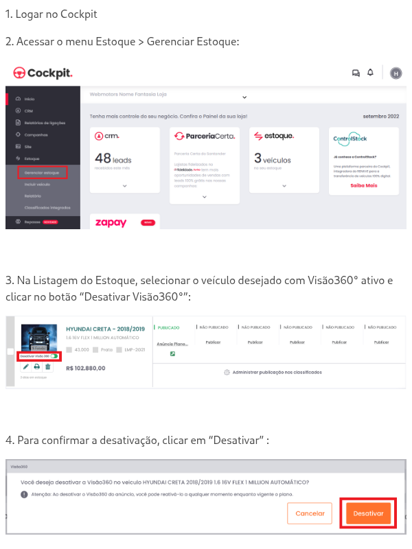 Como desativar o Visão360° de um anúncio?