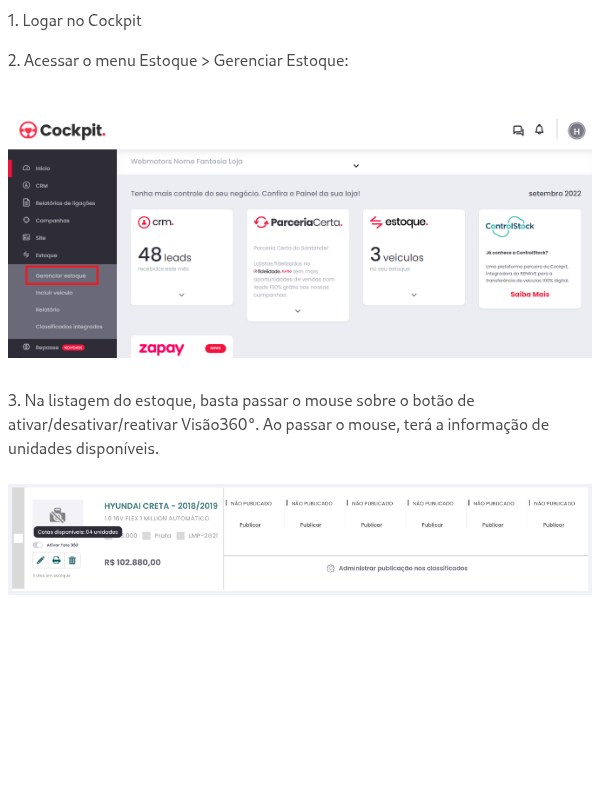 Como consultar a quantidade de anúncios disponíveis para uso do Visão360°?