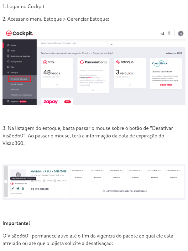 Como saber a data de expiração do Visão360° de um anúncio?