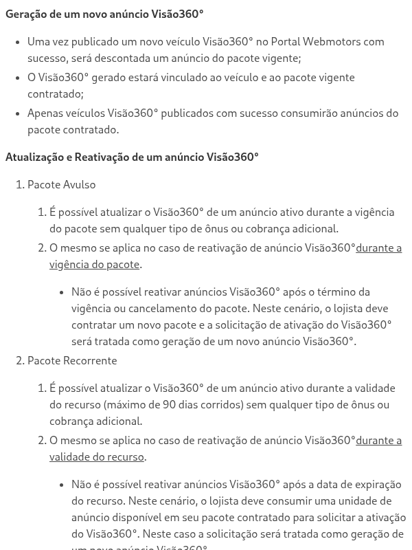 Como funciona o consumo do pacote do Visão360°?