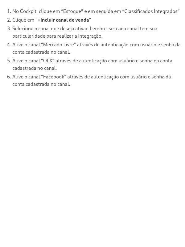 Como ativar a integração com os canais para publicação de motos?