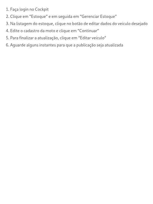 Como atualizar anúncios de moto nos canais?