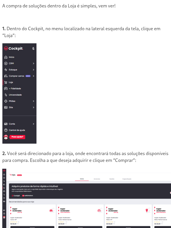 Como adquirir produtos através da Loja?