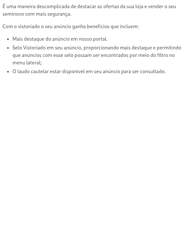 O que é o Vistoriado?