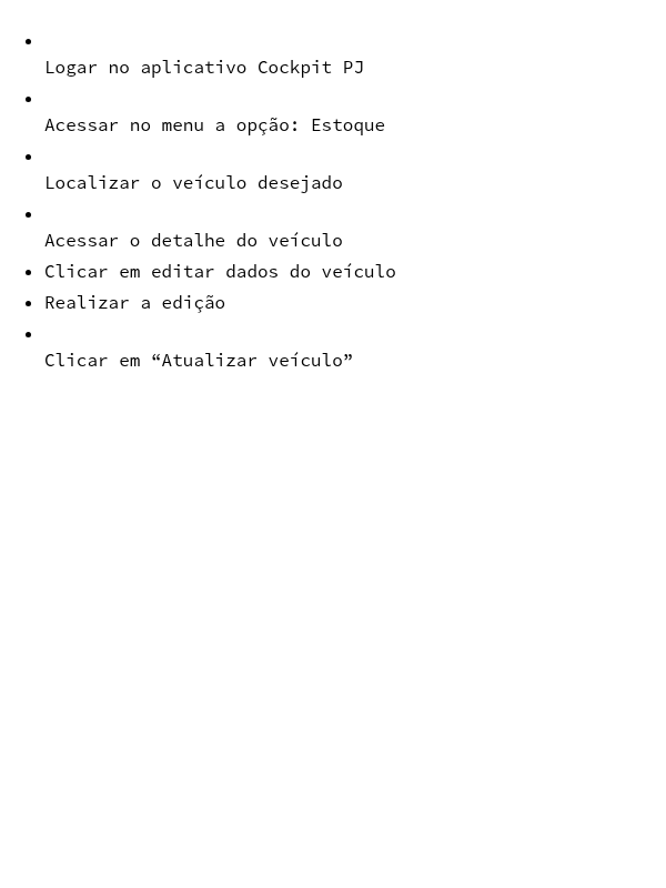 Como editar um veículo no estoque?