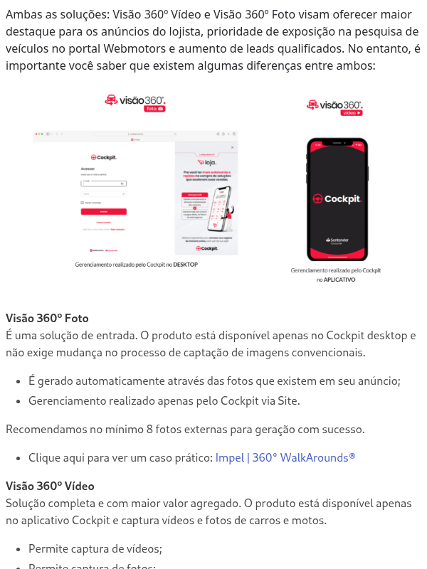 Qual a diferença entre Visão 360º Vídeo e Visão 360º Foto?