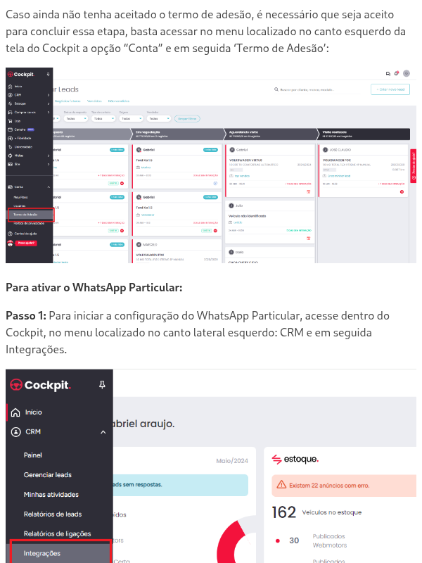 Como fazer a integração com o WhatsApp Particular?