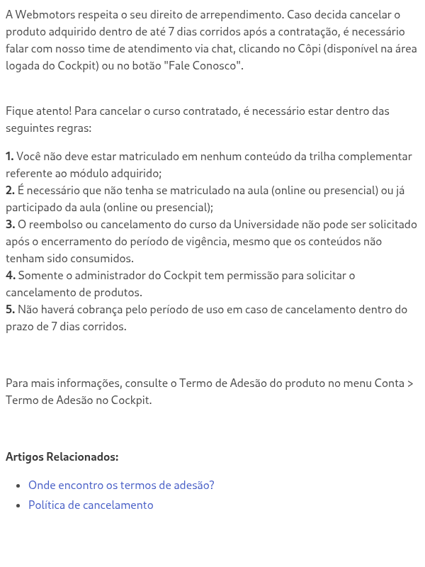 Como solicito o cancelamento de um curso da Universidade?