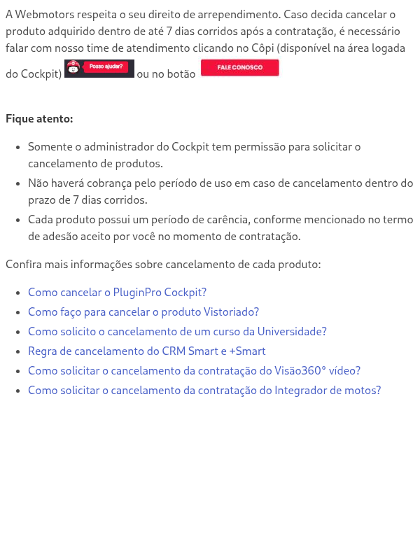 Política de cancelamento