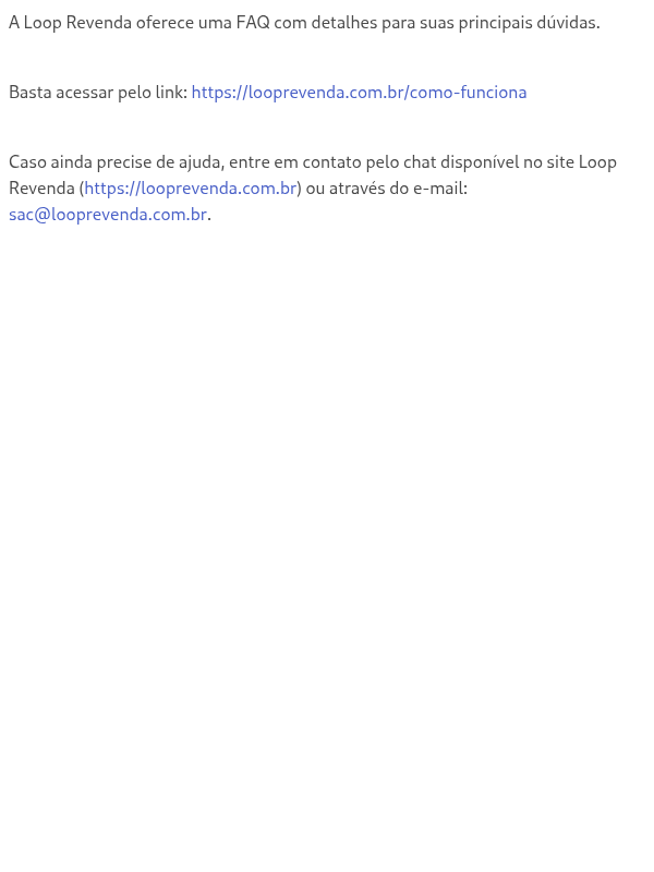 Como entro em contato com a Loop?