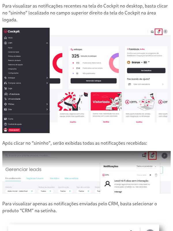 Como visualizar as notificações no desktop?