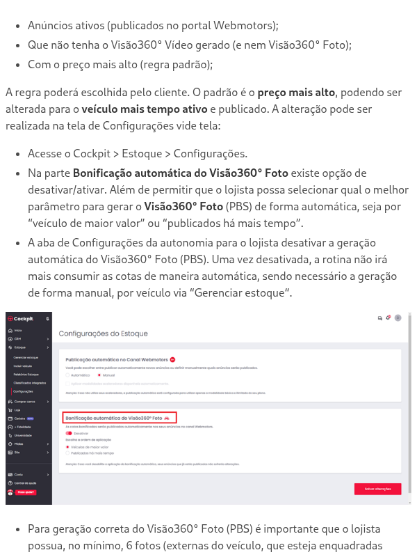 Quais anúncios serão gerados o Visão360° Foto (PBS) de forma automática?