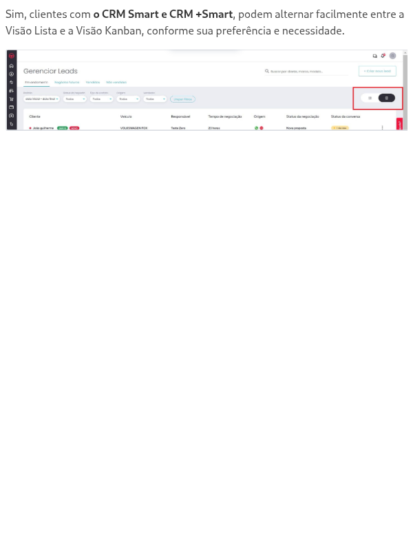 Posso alternar entre a Visão Lista e outras visualizações?