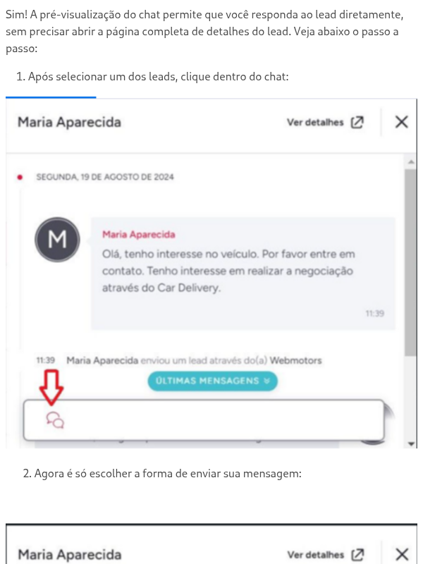 Posso responder ao lead diretamente pela pré-visualização do chat?