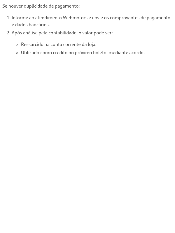 Como proceder em caso de pagamento em duplicidade?