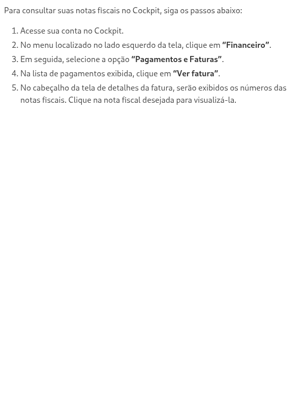 Como consultar minhas notas fiscais no Cockpit?