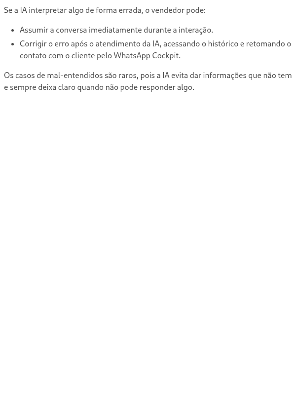 E se a IA cometer um erro ou não entender o cliente?