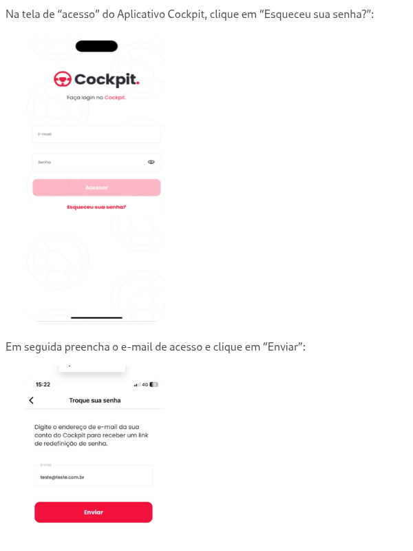 Veja como redefinir sua senha no App Cockpit