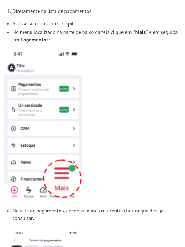 Como consultar meus pagamentos no App Cockpit?