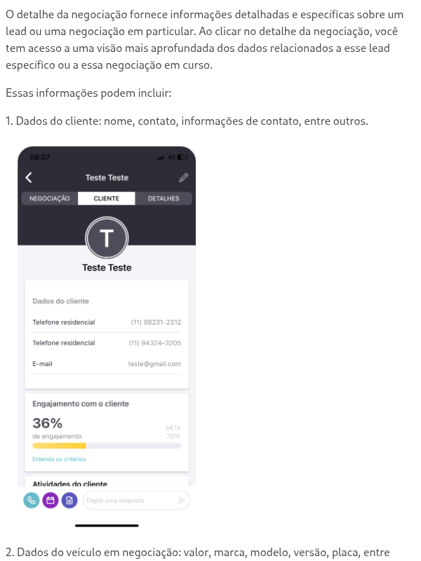 O que é o detalhe da negociação no App Cockpit?