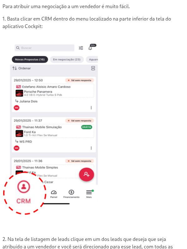 Como encaminhar uma negociação para um vendedor no App Cockpit?