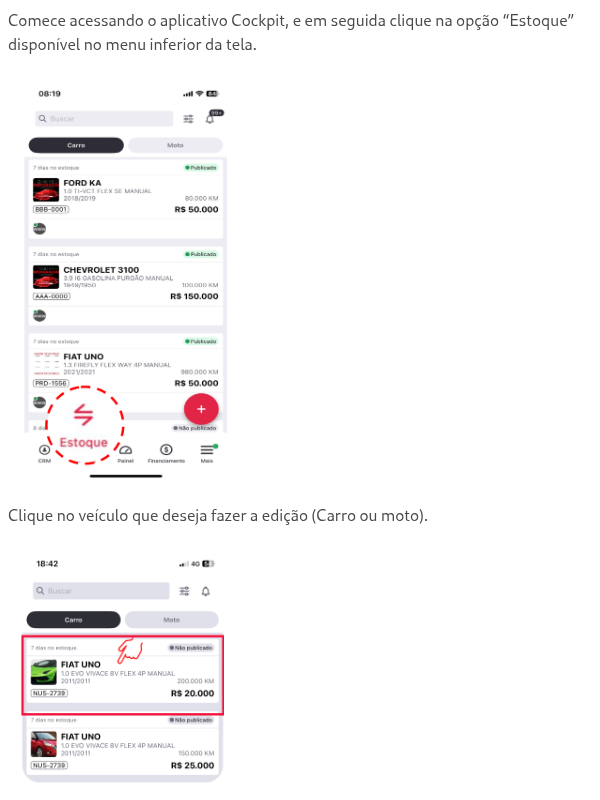 Como editar dados do veículo pelo App Cockpit?