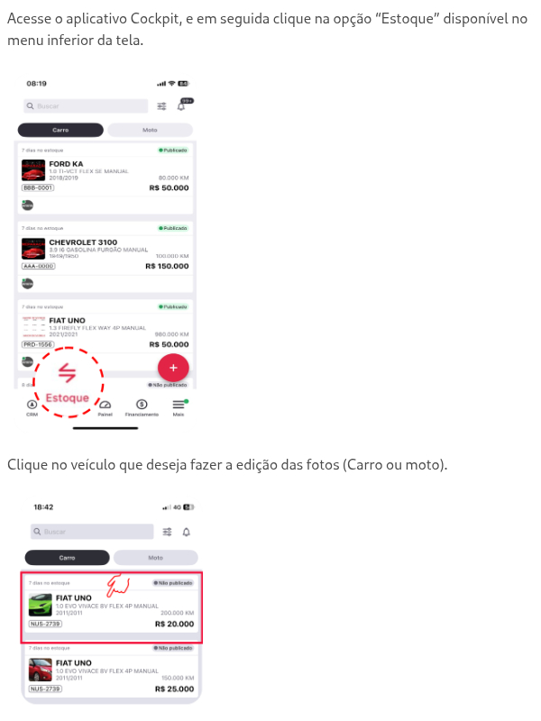 Como alterar fotos do anúncio no App Cockpit?