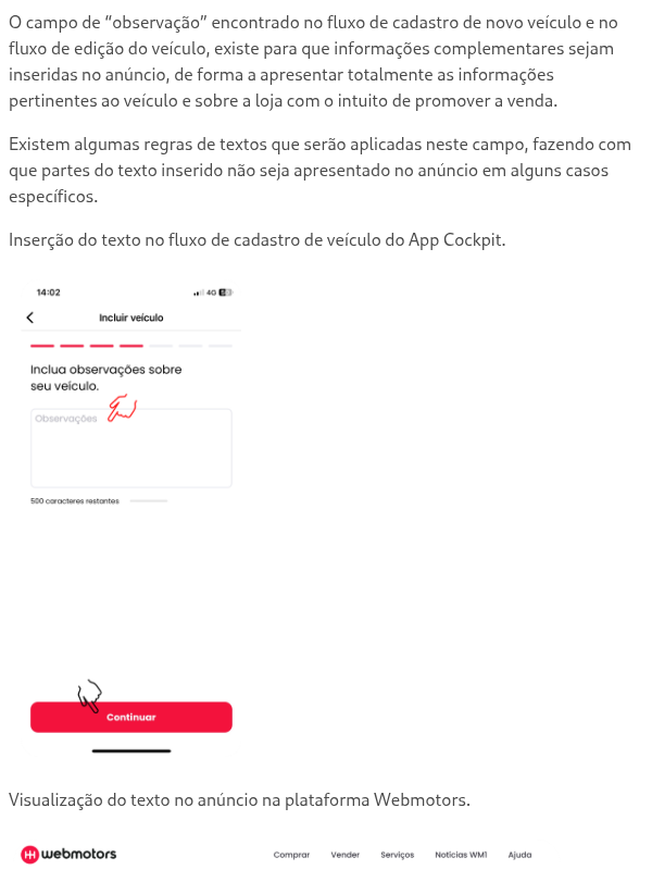 Quem posso contatar se tiver problemas com o campo de observação do App Cockpit?